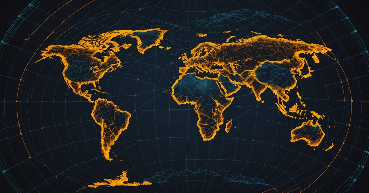 Abstract global network with geopolitical risk signal indicators